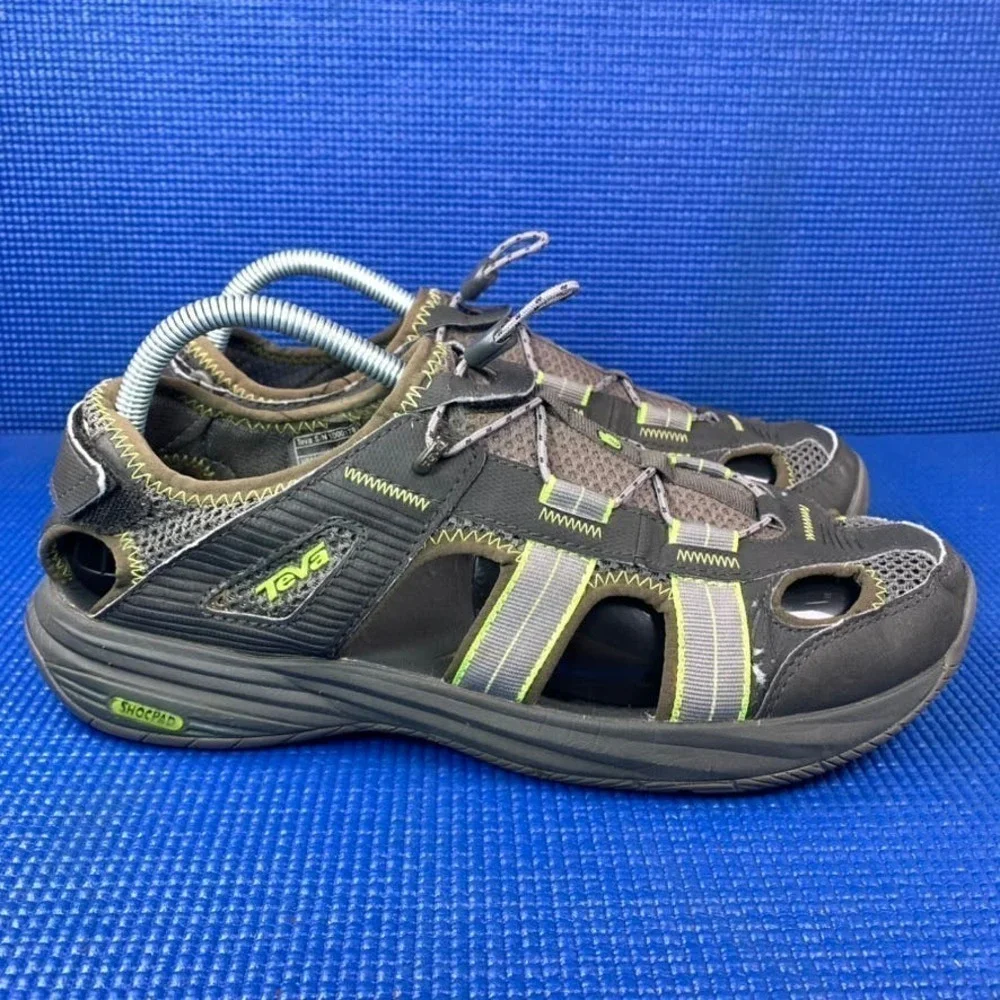 TEVA CHURNIUM Men`s Size 9 Black Grey Green Outdoor Water Sandal S/N 1000178